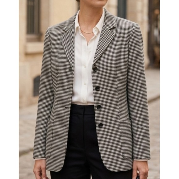 Talbots Jackets & Blazers - Vintage 90s Talbots Quiet Luxury Italian Wool Houndstooth Blazer Sz 8 Old Money